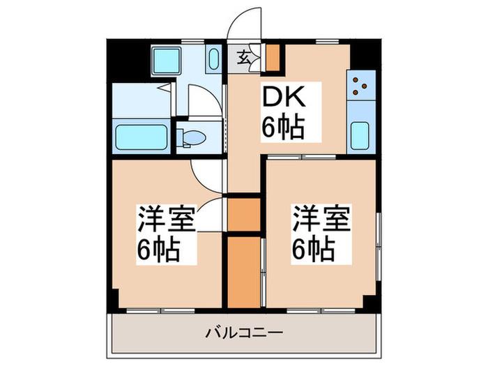 タウンコート高橋(2DK/2階)の間取り写真