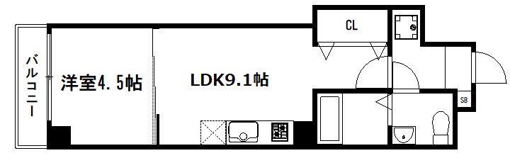 MORE五条II(1LDK/3階)の間取り写真