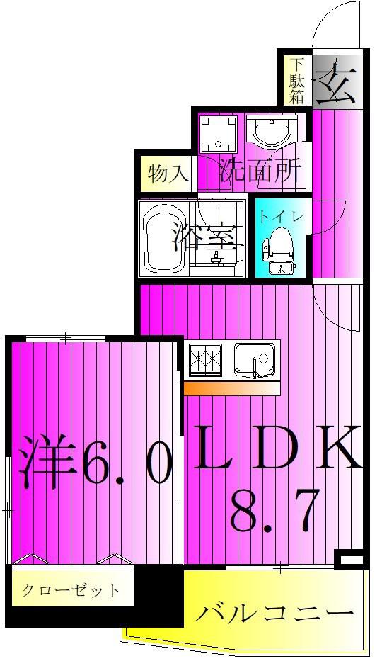 プライムアーバン町屋サウスコート(1LDK/12階)の間取り写真