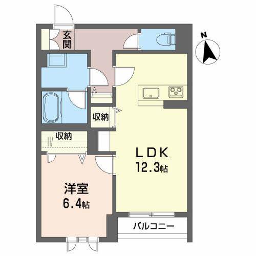 ウィステリア(1LDK/1階)の間取り写真