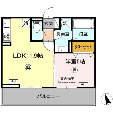 D-ROOM須屋(1LDK/2階)の間取り写真