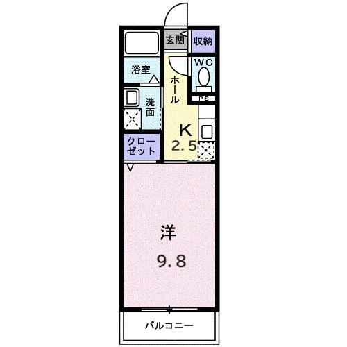 アフェリア・E(1K/3階)の間取り写真