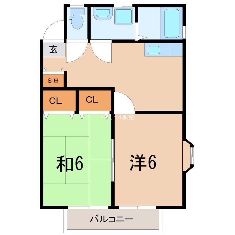 フルーリール(2DK/2階)の間取り写真