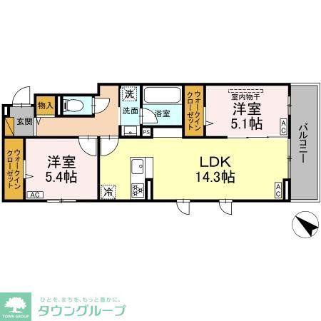 レジデンスヒルトップX XI XI(2LDK/3階)の間取り写真