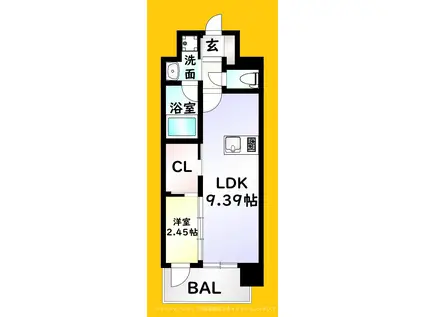 プレジデンス ざ 三萩野(1LDK/13階)の間取り写真
