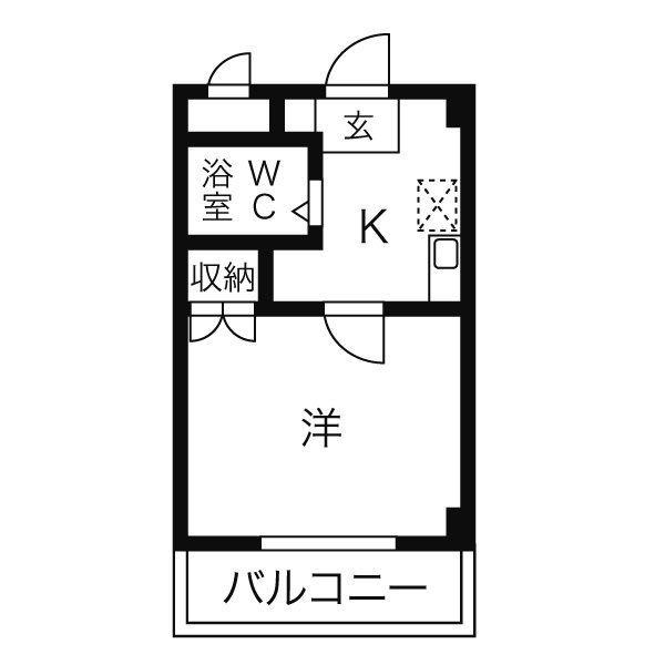 ルミエール豊国(1K/2階)の間取り写真