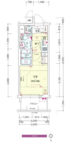 プレサンス松屋町グレース(1K/12階)の間取り写真