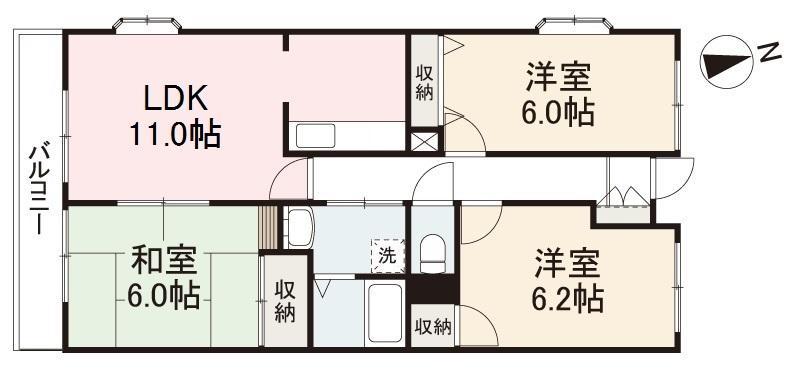 ドマーニ太田(3LDK/2階)の間取り写真