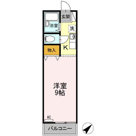 ラ・フォーレ緑ヶ丘II(ワンルーム/1階)の間取り写真