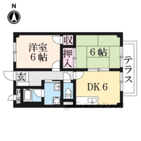 コーポアイリス(2DK/1階)の間取り写真