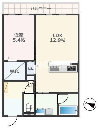 シャーメゾン湖東グランデ(1LDK/2階)の間取り写真
