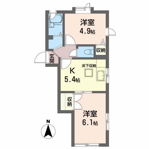 サンハウス(2K/1階)の間取り写真
