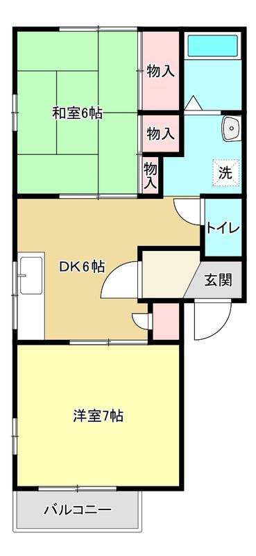 グリーンヒルズ(2DK/2階)の間取り写真