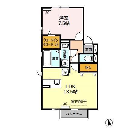 リビングタウン下奈良 C(1LDK/2階)の間取り写真