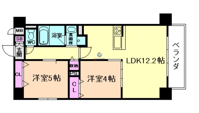 FELIZ VIDA福島(2LDK/6階)の間取り写真
