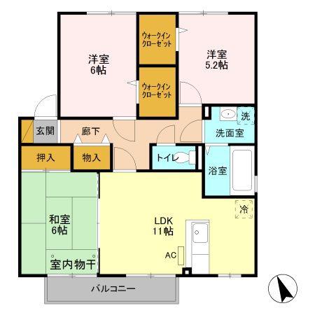 ガーデンヒルズC(3LDK/2階)の間取り写真