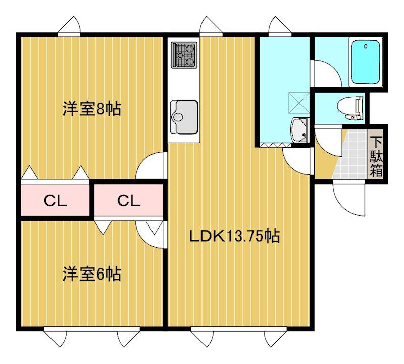 第11日研ハイツ(2LDK/1階)の間取り写真
