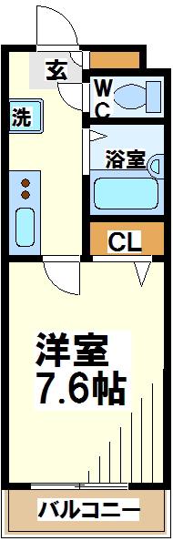 アンソレイユ(1K/1階)の間取り写真
