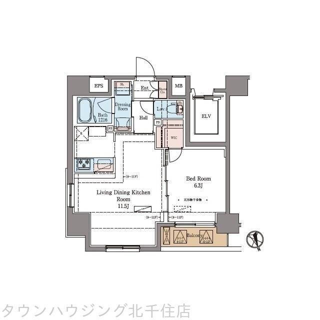 ラグゼナ北千住(1LDK/6階)の間取り写真