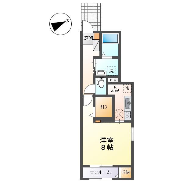 N サニー(1K/1階)の間取り写真