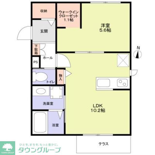 アンソレイユ明大前(1LDK/1階)の間取り写真