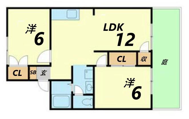ユートピアSK(2LDK/1階)の間取り写真