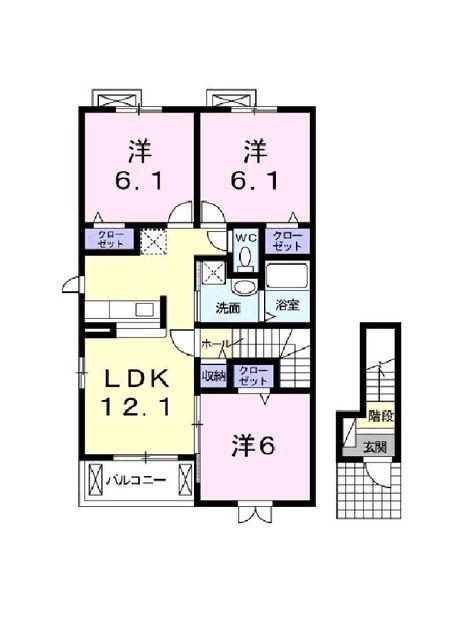 陽和 II(3LDK/2階)の間取り写真
