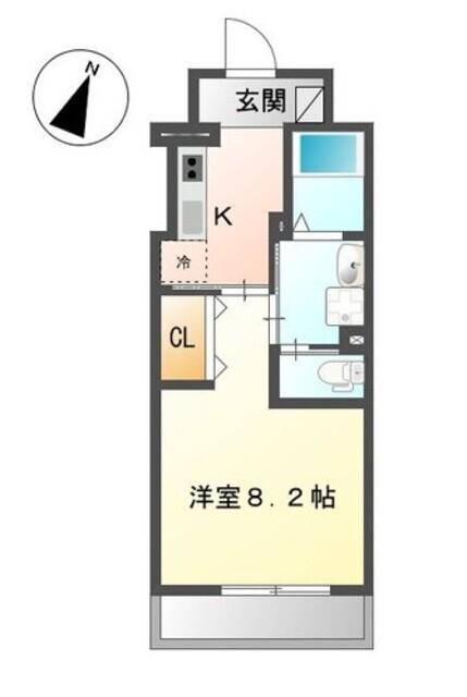 ラヴィ・K(1K/4階)の間取り写真