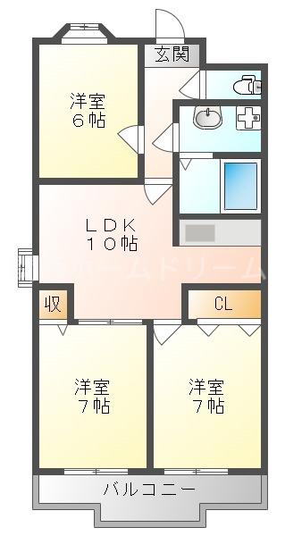 GLANZ三ツ島(3LDK/5階)の間取り写真