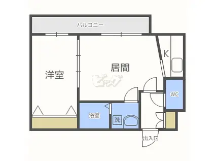 アムール中島公園(1LDK/1階)の間取り写真