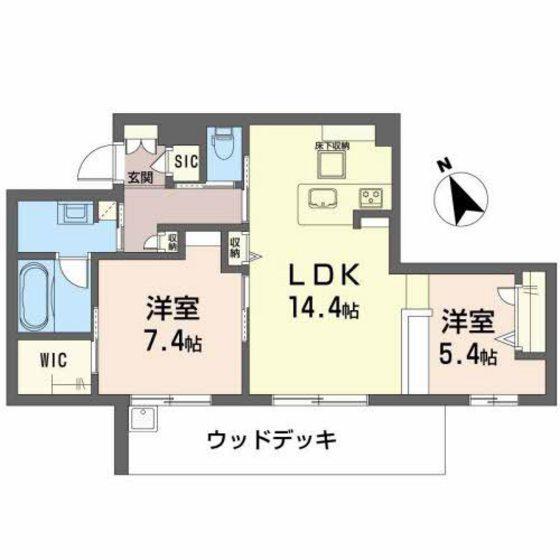 GRAND BLEU DE SASAOKA(2LDK/1階)の間取り写真