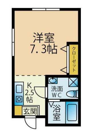 ダイヤモンドヒルズ横浜原宿I(ワンルーム/2階)の間取り写真