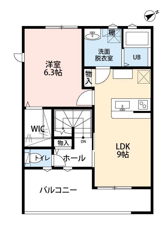 LOTUS杉谷南(1LDK/2階)の間取り写真
