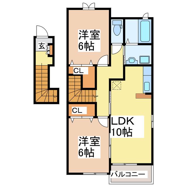 ALBA C(2LDK/2階)の間取り写真