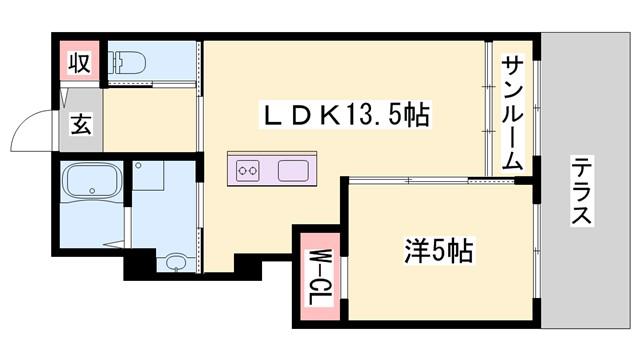 グランディールTS(1LDK/1階)の間取り写真