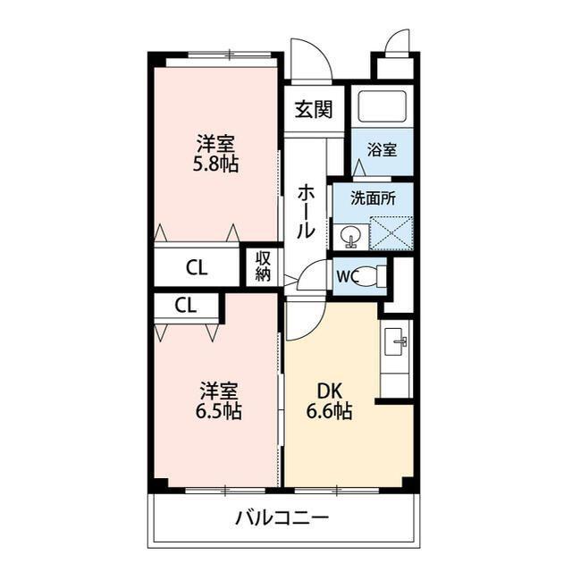 グリシーナA(2DK/3階)の間取り写真