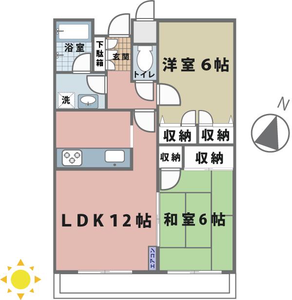 フレアーN(2LDK/2階)の間取り写真