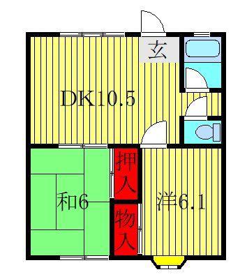 宍倉アパート(2DK/2階)の間取り写真
