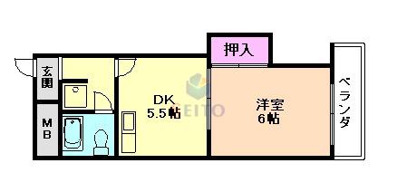 メゾンサプリーム(1DK/3階)の間取り写真