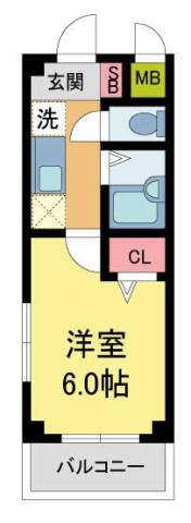 夙川チェリーハウス(1K/3階)の間取り写真