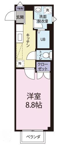 フローラ(1K/1階)の間取り写真