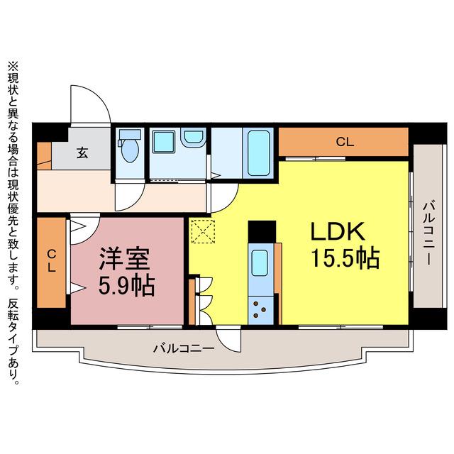 LAND VIEW 山田の杜(1LDK/7階)の間取り写真