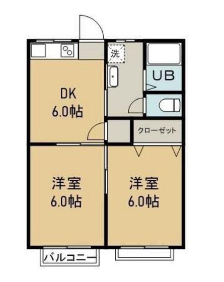シャトルタカノ(2DK/1階)の間取り写真