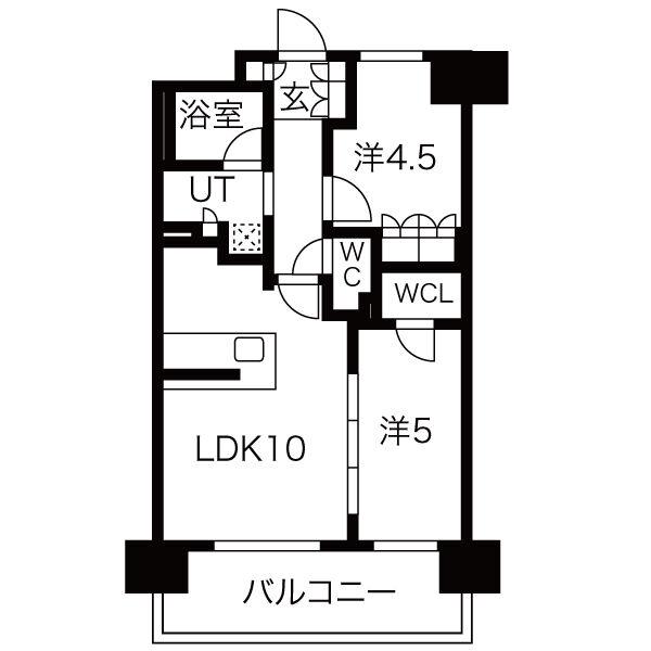 SK RESIDENCES SHINSAIBASHI 旧 SK RE(2LDK/13階)の間取り写真