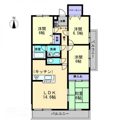メゾンドール(4LDK/2階)の間取り写真