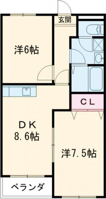 ボヌール(2LDK/2階)の間取り写真