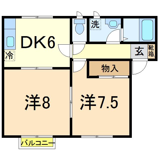 シティーハイツ金子III(2DK/1階)の間取り写真