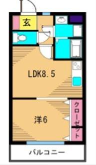マンション三笠(1LDK/3階)の間取り写真