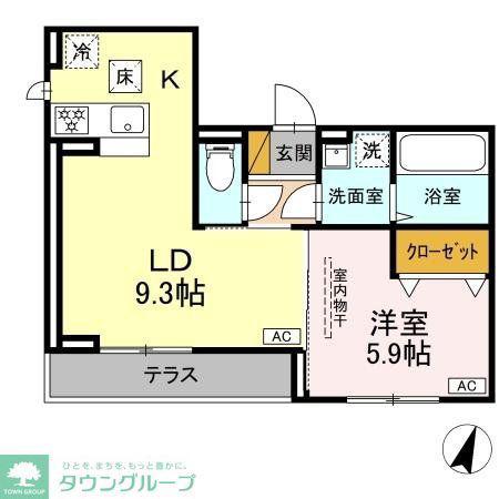 D-SOLACE祐光 B(1LDK/1階)の間取り写真