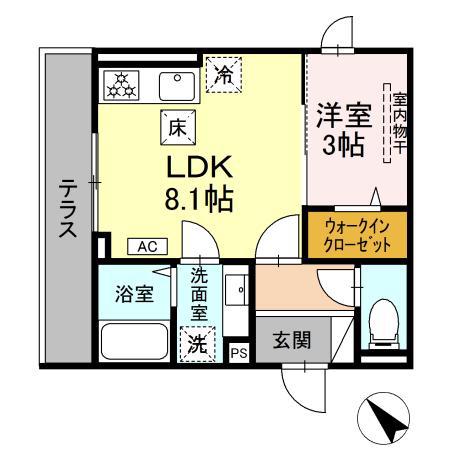 ディパイナ西寺尾(1LDK/1階)の間取り写真